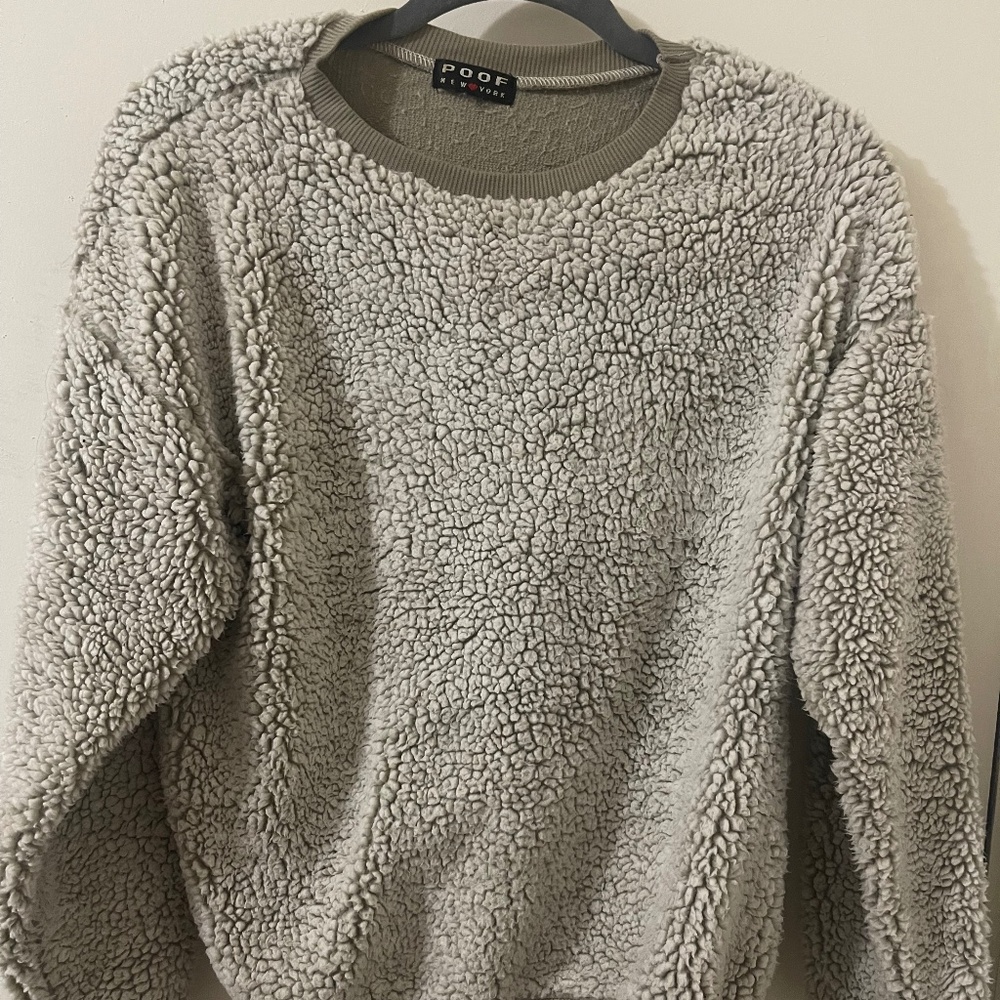 Sherpa Crewneck Sage Green Pullover Sweater